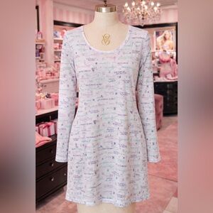 Victoria’s Secret Allover Logo Print Long Sleeve Lounge Sleep Dress Medium